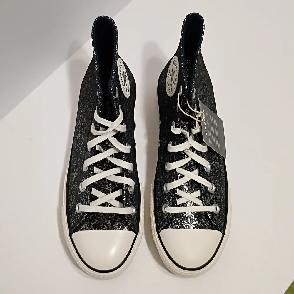 Converse CT All Star Into The Void Black Glitter Lift Platform Sneakers - Picture 5 of 9